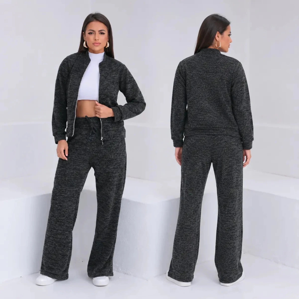 KIT COM 3 - Conjuntos Femininos Ribana — Jaqueta e Calça em 3 Cores